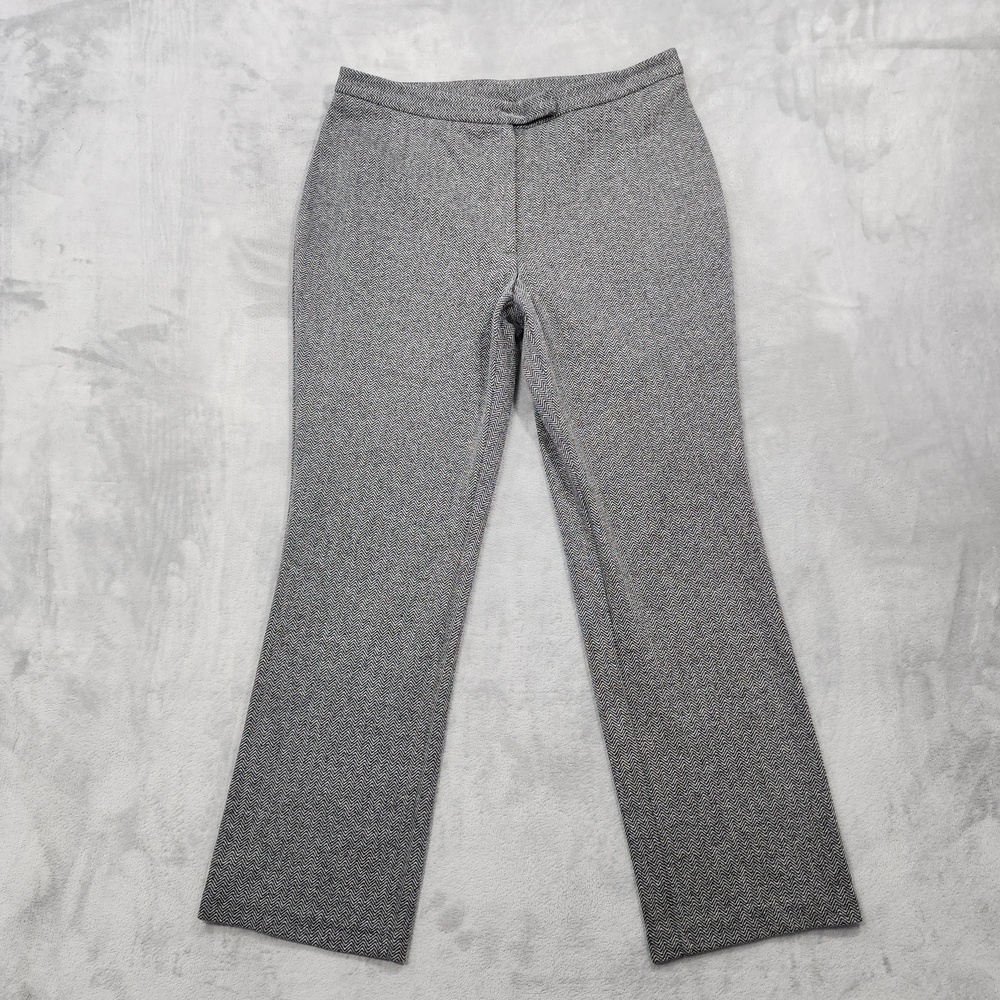 Venezia Jeans Pants Womens 16 Gray Herringbone Knit Pull On Straight Office